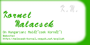 kornel malacsek business card